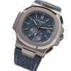Elegant pateek philippe nautilus watch with blue fabric strap and all working chronograph