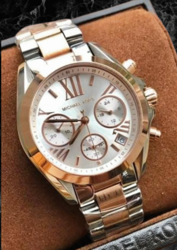 MK watches for women with rose gold and silver strap