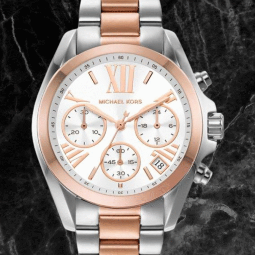 Stylish mk watches for women with twotone body and white dial