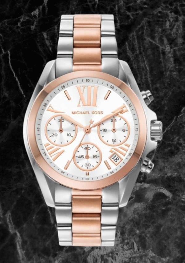 Stylish mk watches for women with twotone body and white dial